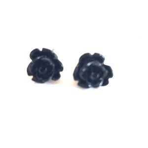 Betsy Johnson black rose earrings